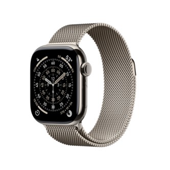 Apple- Watch Series 11 GPS+Cellular, 42mm Natural Titan Case w/ Natural Milanese Loop